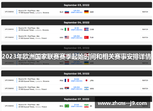 2023年欧洲国家联赛赛季起始时间和相关赛事安排详情